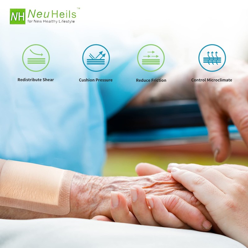 NeuHeils Silicone Foam Dressing with Border 6"x6", 5 Pack for