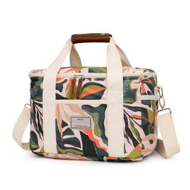 Nanxson Large Insulated Lunch Bag for Women Adult Reusable Leakproof Picnic Lunch Box Freezable Cooler Tote Bag (15L,A-Green Leaves)