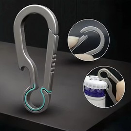 FQJOYL Small Titanium Carabiner Clip - Heavy Duty Key Chain with Quick Release & Bottle Opener, EDC Gift Set for Men Women in Tin Box