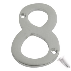 SISI UK® Satin Chrome Front House Door Numbers & Letters 3'' with Screws (Number 8)