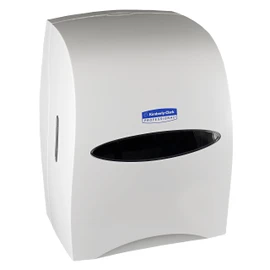 Kimberly-Clark Professional Manual Universal Hard Roll Paper Towel Dispenser (09995), White, 1.75" Core Compatible for Commercial Hand Towels, Wall Mounted (Qty 1)