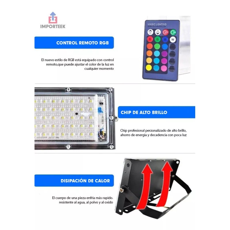 Importeek 10pz Reflector Lampara Led Rgb Iluminacion Color 30w Control