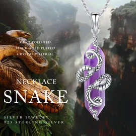 YEESIA Snake necklace for Women 925 Sterling Silver Purple Crystal Snake Pendant Necklace Jewelry Gifts for Women Men