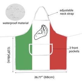 JTOUK Italian Kitchen Apron Italian Cooking Apron Italian Hand Gesture Gift Italian Design Gift (Hand Gesture Apron EU)