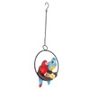 Metal Ring Double Parrot Statue Decorative Resin Perching On Branch