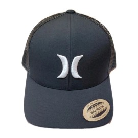 Hurley NEW Hurley Icon Solid Flat Mens Black Snapback Trucker Cap Hat
