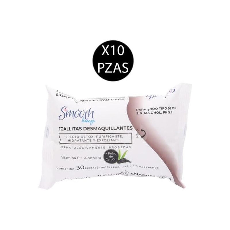 Set 10 Paquetes Toallitas Desmaquillantes 30 Piezas c/u Polvo de
