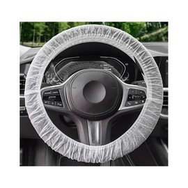 Sylvil 50PCS Disposable Car Steering Wheel Cover, Non-Woven Auto Steering Wheel Protector with Elastic Trim, Universal Flexible Wheel Cover for Most Vehicles, Car Accessories