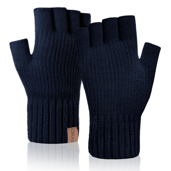 Oliumt Winter Half Finger Gloves Knitted Fingerless Mittens Warm Stretchy