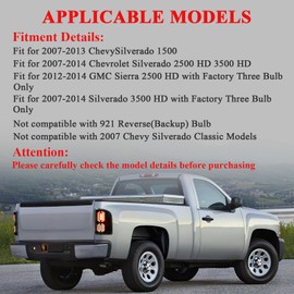 WonVon LED Tail Light Compatible for 2007-2013 Chevy Silverado 1500/2012-2014 GMC Sierra 2500HD(SLE, SLT, WT)/2007-2014 GMC Sierra 3500HD(SLE, SLT, WT), LED Rear Lamp Replace 25958482, 25958483