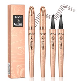 GCVSE 2Pcs Eyebrow Pencil, Microblading Eyebrow Pencil with 4 Micro-Fork Tips, Long-Lasting Brow, Waterproof, Smudgeproof Brow Pen - Easy Creation of Natural Looking Defined Eyebrows (Dark Brown)