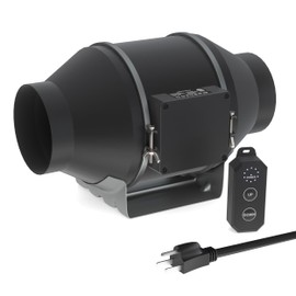 Toolazy Quiet 4" Inline Duct Fan 214 CFM Ventilation Exhaust Fan EC Motor and External Electronic 10-speed Controller for Heating Cooling Booster, Grow Tents, Hydroponics