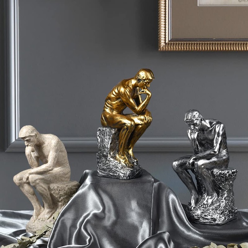 FUNSXBUG 10 Inch Resin The Thinker Statue Thinking Man Sculptures