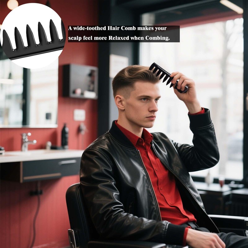3-teiliges Herren-Haarstyling-Set, Haarkämme, breite Zahnstruktur, Kamm für Quiff, Pompadour, Undercut,