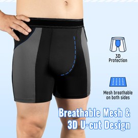 Mens Incontinence Underwear for Bladder Leak Protection 80ML Urinary Incontinence Boxer Shorts for Men Washable Leak Proof Underwear for Men Breathable (Black, Small)