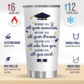 ARVEXO Graduation Gifts For Men, Women - Christmas, Birthday Gifts For Him, Her, Friends, College, High School Graduation Gifts For Son, Daughter From Mom, Dad - 20 Oz Stainless Steel Tumbler