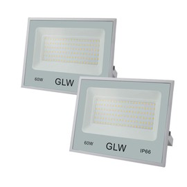 GLW 60W Flood Light Outdoor IP66 Waterproof Security Lights,6000LM 3000K Warm White LED Spotlight for Garden,Yard,Corridor and More [2 Pack]