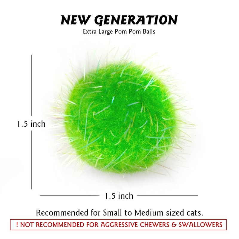 RIMOBUL 20PCS 1.5INCH Extra Large Cat's Favorite Chase Glitter Ball