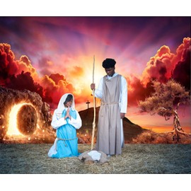Caaerttply He is Risen Backdrop 10x8ft Easter Jesus Cross Photography Backdrop Holy Light Nativity Photo Backdrop Mountain Cave Sunset God Bless Background Kids Birthday Church Holy Week Party Banner