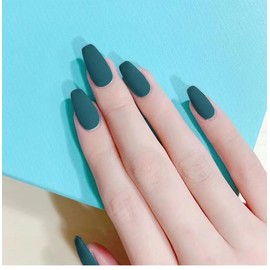 Magrace Medium Press on Nails Coffin Fake Nails Tips Matte False Nails Press on 24 Pcs Stick on Nails for Women and Girls (A-10)