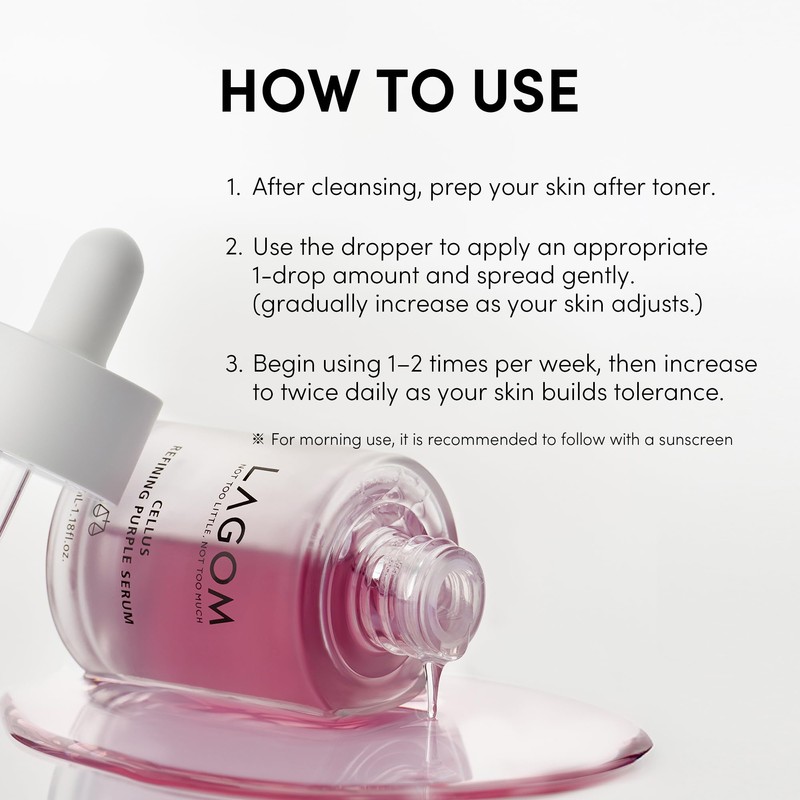 LAGOM Cellus Refining Purple Serum, 10% Azelaic Acid, Ceramide&Panthenol, Herb