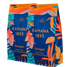 Kahawa 1893 Whole Bean Coffee Dark Roast Serengeti Blend 24 Oz - As Seen on Shark Tank, Low Acid, High Antioxidants, Naturally Sweet, Organically Grown, Ethically & Sustainably Sourced