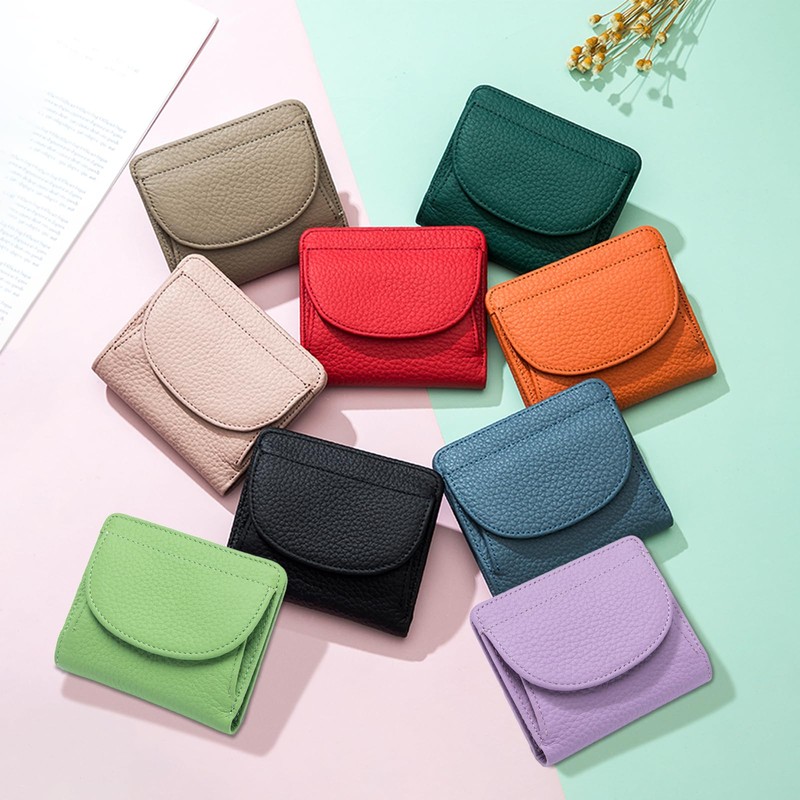 DAMAIKE Women's RFID Blocking Bifold Wallet, Genuine Leather, Slim, 7-Card