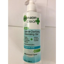 Garnier Clean+ Clarifying Cleansing Gel Sensitive Skin, 8 Fluid Ounces NEW.
