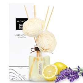 Aronica Twin Sola Diffuser - Lemon Lavender Fragrance, 160ml / 5.41 Floz, Flower Reed Diffusers Oil with Sticks for Aesthetic Home Bathroom Decor Citrus Scent for Bedroom