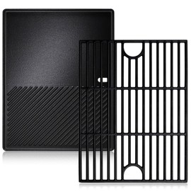 BBQ Grill Grate & Griddle Replacement Parts for Nexgrill 720-0830H, 720-0888N, 720-0888, 720-0888S, 720-0783E, Charbroil 463344015, 463449914, 463241113, 17 Inch Cast iron Cooking Grid Griddle Plate.