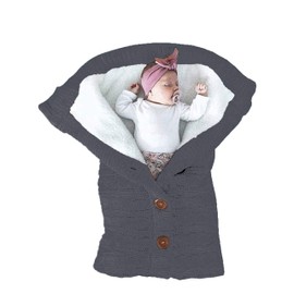 XMWEALTHY Unisex Infant Swaddle Blankets Soft Thick Fleece Knit Baby Girls Boys Stroller Wraps Newborn Item Dark Grey