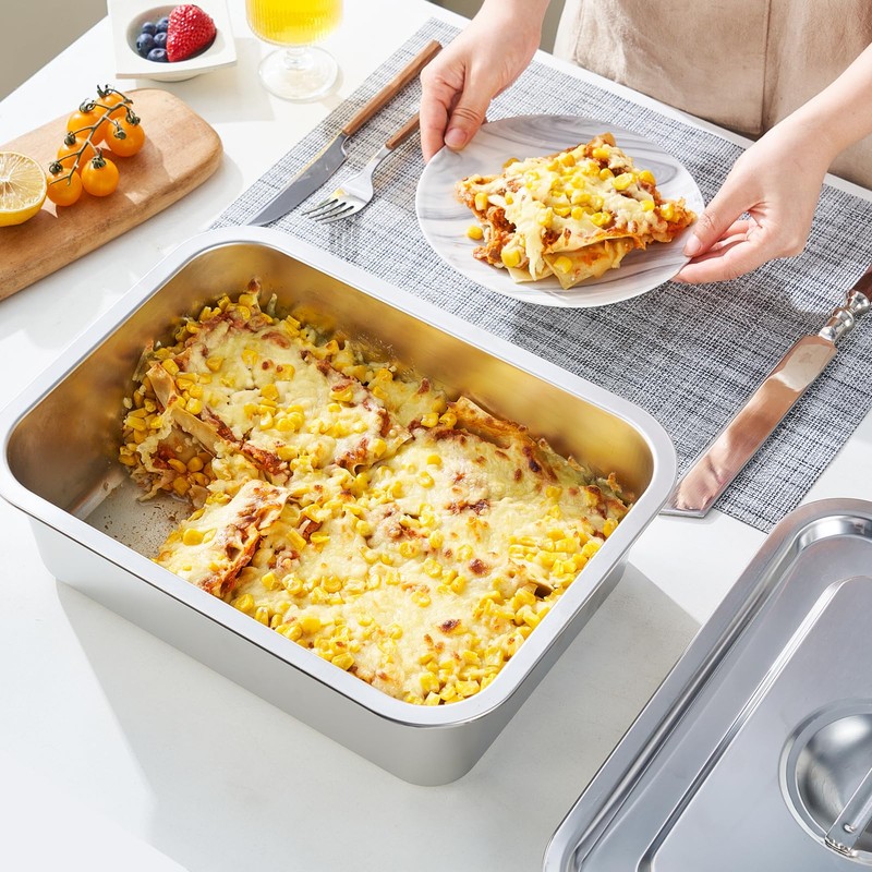 4-Piece 4 Inch Extra Deep Lasagna Pan with Lid, 11x14.2-Inch