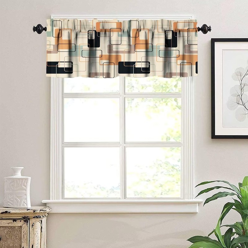 JESTRONRY Mid Century Window Valance Curtain for Bedroom Kitchen, Retro