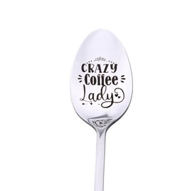 Crazy Coffee Lady Spoon Gifts for Best Friend Christmas Xmas Gifts for Daughter Mom Coffee Lover Gifts for Girlfriend Wife Birthday Gifts for Coffee Lovers Bestie Sister Coffee Spoon for Girls Women