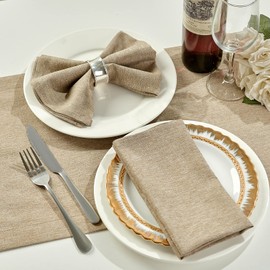 Mebakuk Servilletas De Tela, Servilletas De Lino Lavables Sólidas Premium De 17 X 17 Pulgadas, Servilletas De Mesa Suaves para Bodas, Fiestas, Restaurantes, Cenas (,) Juego De 6 Moca