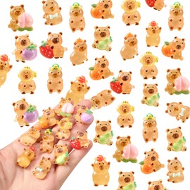 200 Pieces Mini Capybara for Crafts Dollhouse Miniatures Resin Mini Fruit Capybara for Fairy Garden Dollhouse Micro Landscaping Decoration
