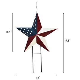 Patriotic Metal American Flag Star Garden Stakes, Outdoor Yard Lawn Decor, 4th of July Memorial Day Decoration