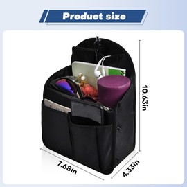 WEIMU Backpack Organizer - Waterproof Oxford Bag, Multi-Pocket, Travel Organizer Liner for Backpacks, Black (10.6" x 7.7")