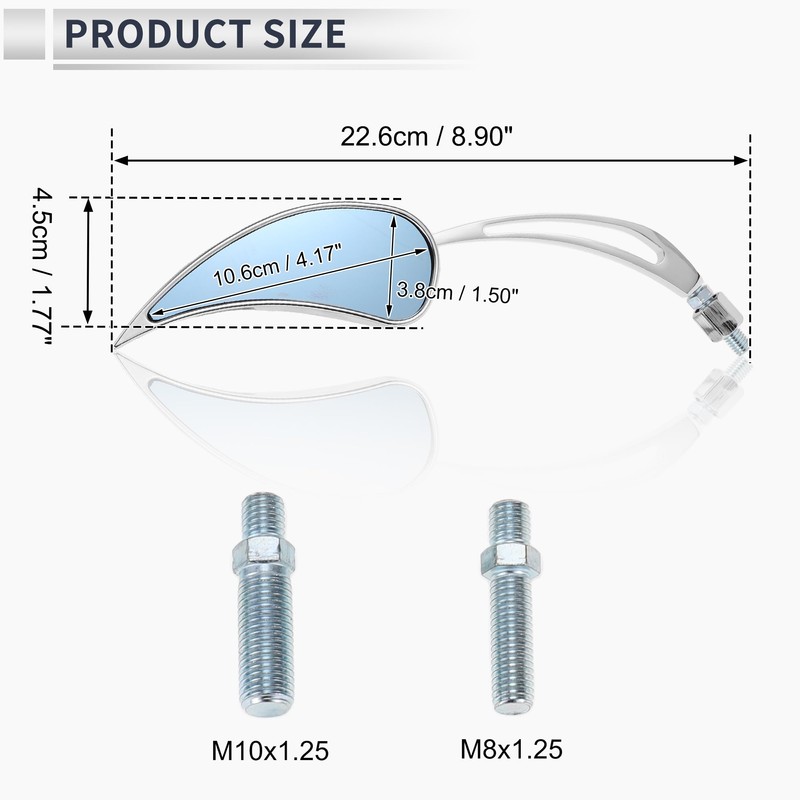 X AUTOHAUX 1set Universal Motorcycle Rear View Mirrors Adjustable Bar