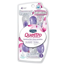 Schick Quattro for Women Disposable Sensitive Skin, 3 Count (Pack of 1)