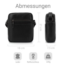 ekavale Men's Leather Shoulder Bag - Vintage Shoulder Bag - Multiple Compartments Ideal for Travel and Everyday Use, black