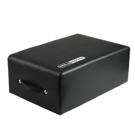 HolaHatha Wooden Pilates Box with Pole, High Density Padding, Portable Reformer & Home Gym Equipment for Balanced Workouts, 24"x15.8"x9", Black