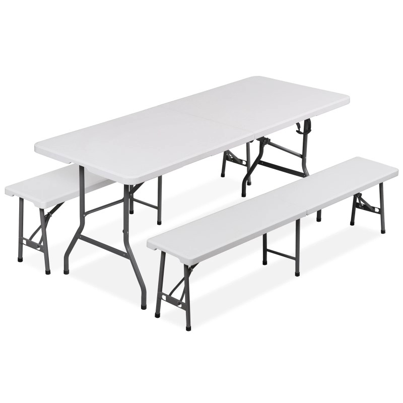 SEGAWE Folding Table Set w/2 Benches 6FT Camping Picnic Table