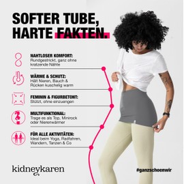 Kidneykaren Basic Tube Kidney Warmer Women: Back Warmer Round Knit, as Bandeau Top, Abdominal Warmer & Skirt, For Everyday Use, Yoga & Sports, Shirt Extension, Stretch Tube Skirt, Oeko-Tex 100, Grey