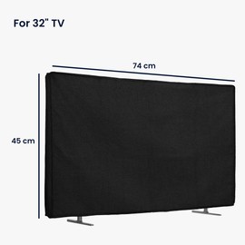 kwmobile Linen Case Compatible with 32 Inch TV - Dust Cover Protective Cover for TV - TV Screen Dust Hood in Black