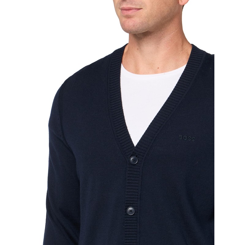 BOSS Wool Blend Button Down Cardigan, Night, XL