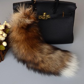 CATPAN 2024 New Fox Keychain,Fluffy Keychain Fox Tail,Plush Keychain for Women,Cute Keychain for Cosplay - Keys,Handbags or Clothing Accessories,Easy to match,Brown