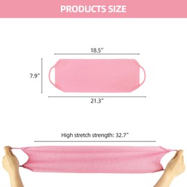 2Pcs Exfoliating Back Scrubber with Handles Body Scrubber Towel for Shower Nylon Back Exfoliator Washcloth Washer for Men Women (Pink)
