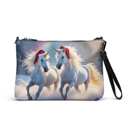 Crafty Heart Studios New Winter Wonderland Christmas Unicorns Crossbody Handbag- Fashion Purse