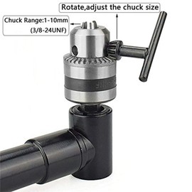 Toolstar Right Angle Drill Bit 1-10mm Right Angle Adapter Curved Extension Right Angle Drill Bit 90 Degree Wireless Drill Adapter with Chuck Key